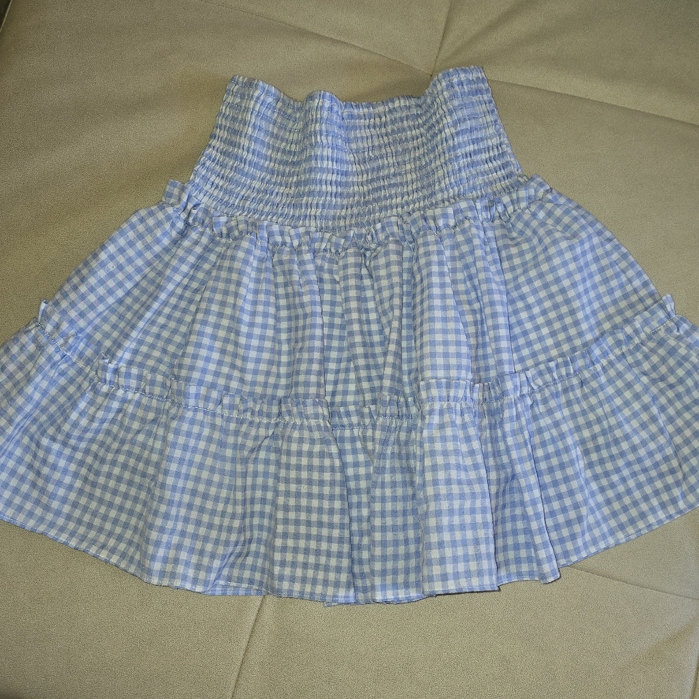 J Marie Blue Checkered A-Line Skirt